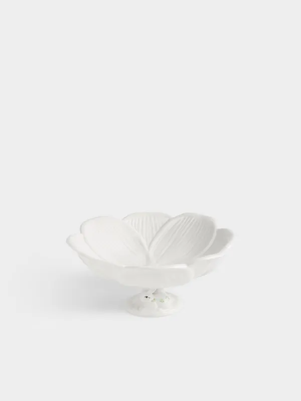 Аяқты ыдыс, 20х9 см, керамика, сүт түстес, Қоян және гүл, Rabbit bloome, image-1