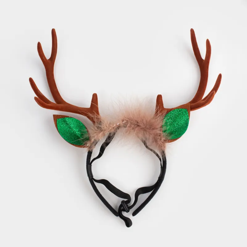 Жануарларға арналған тоғыншақ, 27x28 см, полиэстер/пластик, қоңыр, Мүйіздер, Christmas pet