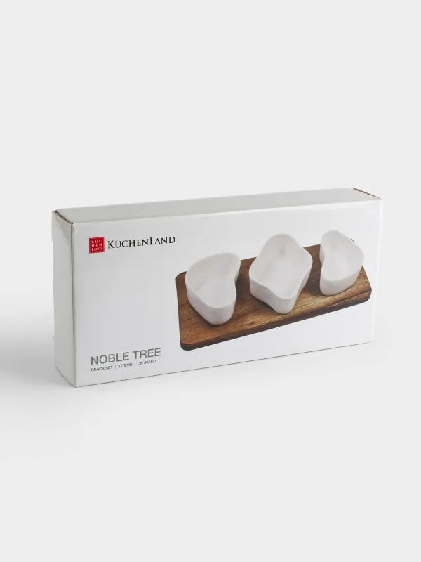 Набор для закусок, 3 пр, на подставке, керамика/дерево, Фигуры, Noble tree, image-6