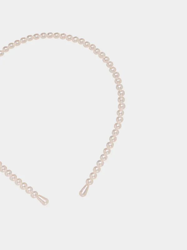 Шаш жиегі, 13х14 см, пластик / металл, ақ, моншақтар, шаш сәндеу, image-1