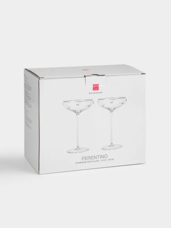 Бокал-креманка для шампанского, 250 мл, 2 шт, кристальное стекло, с серебристым кантом, Ferentino decor, image-4