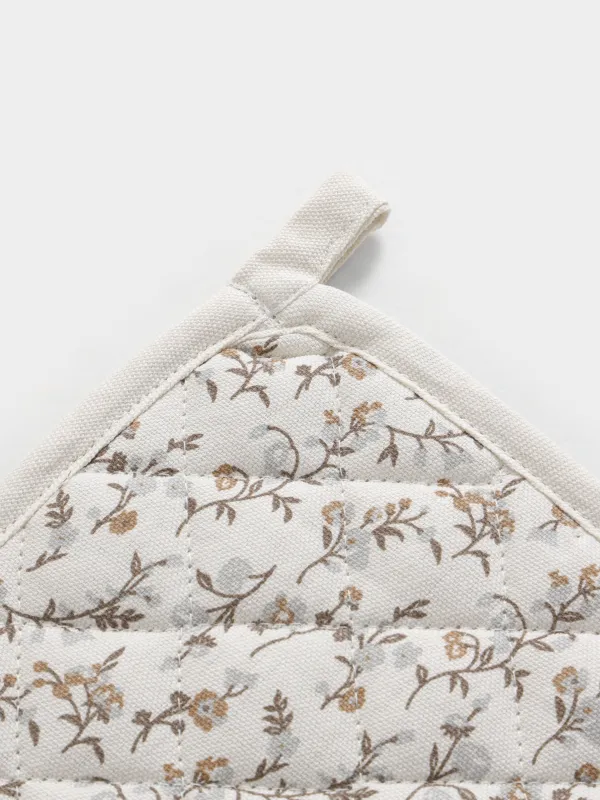 Прихватка, 20х20 см, хлопок, квадратная, молочная, Винтажные цветы, La flore, image-2