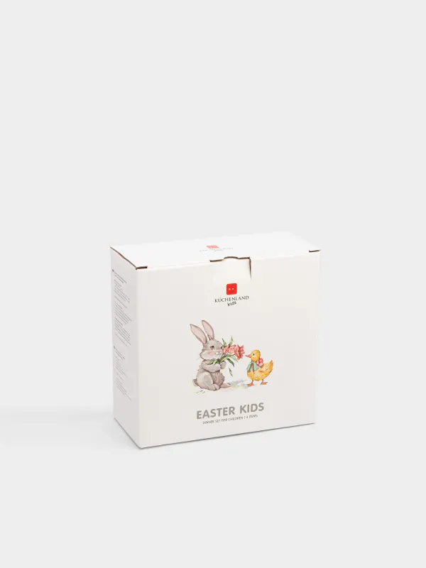 Ыдыс-аяқ жинағы, балаларға арналған, 1 адам, 3 зат, фарфор N, ақ, Қоян мен үйрек, Easter Kids, image-4