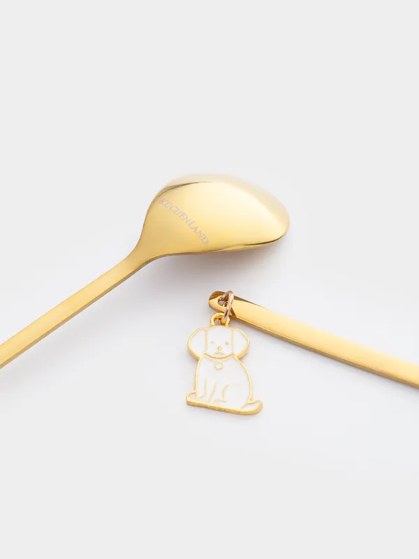 Десерт қасығы, 14 см, 2 дана, болат, алтын, Ит/Мысық, Cat, image-2