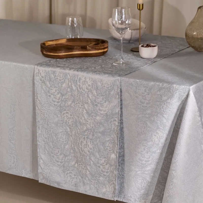 Үстел төсеніші, 40х160 см, жаккард, полиэстер, сұр, Шырша бүршіктері, Spruce cones