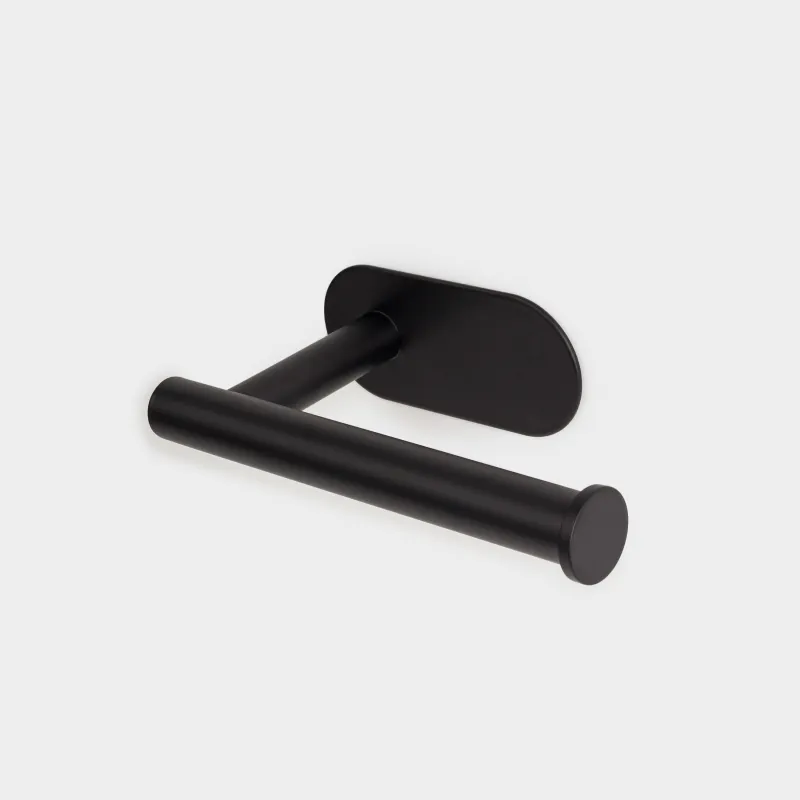 Держатель для туалетной бумаги, 16 см, настенный, на липучке, сталь, черный, Total black, image-5