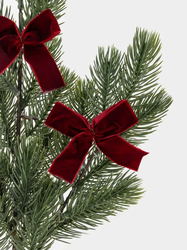 Сәндік бұтақ, 67 см, полиэтилен, Қызыл бантиктері бар шырша, Conifer decor, image-2