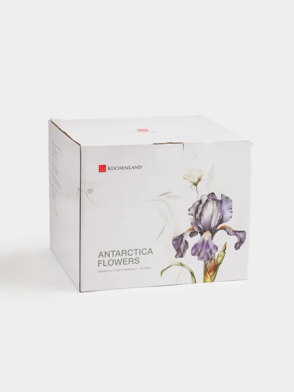 Сервиз обеденный, 6 перс, 19 пр, фарфор F, с серебристым кантом, Ирис, Antarctica Flowers, image-5