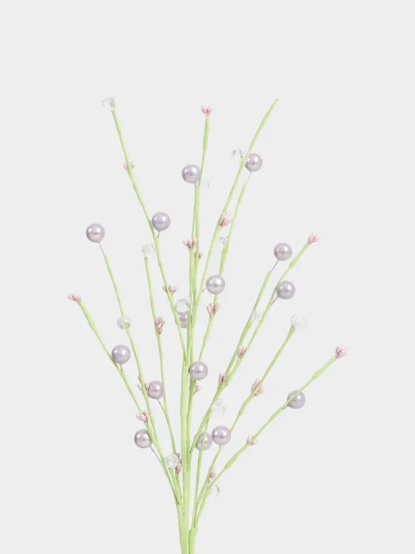 Ветка декоративная, 45 см, Сиреневые бусины с кристаллами, Balls decor, image-1
