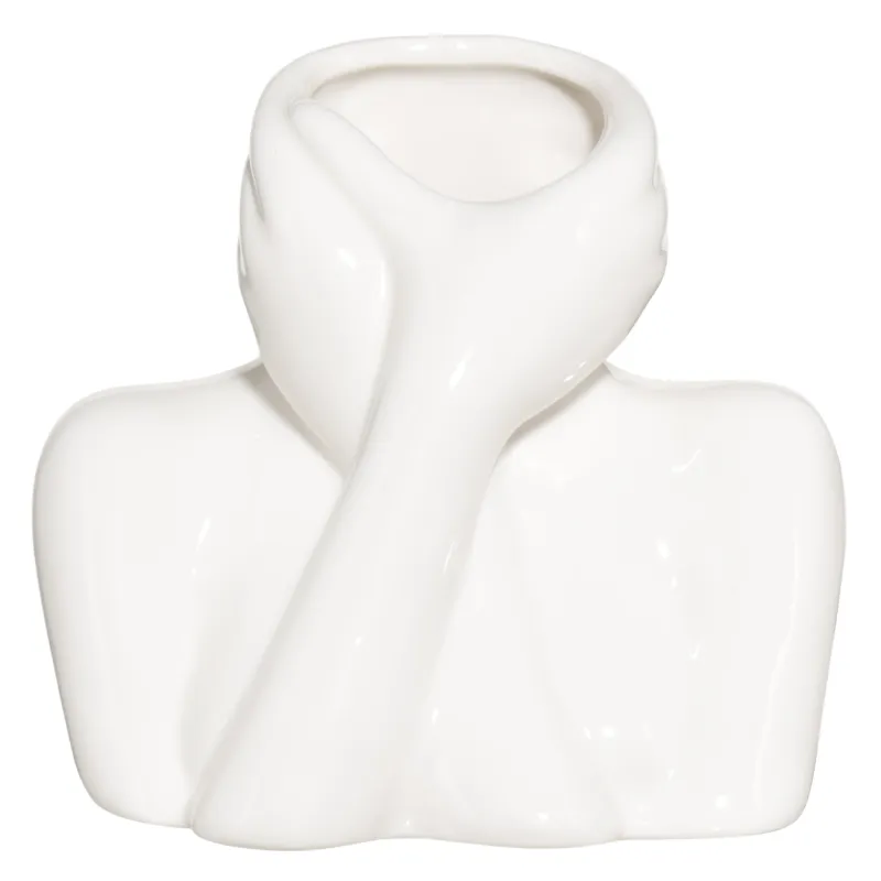 Подставка для косметических кистей, 12 см, фарфор P, белая, Руки на шее, Face, image-0