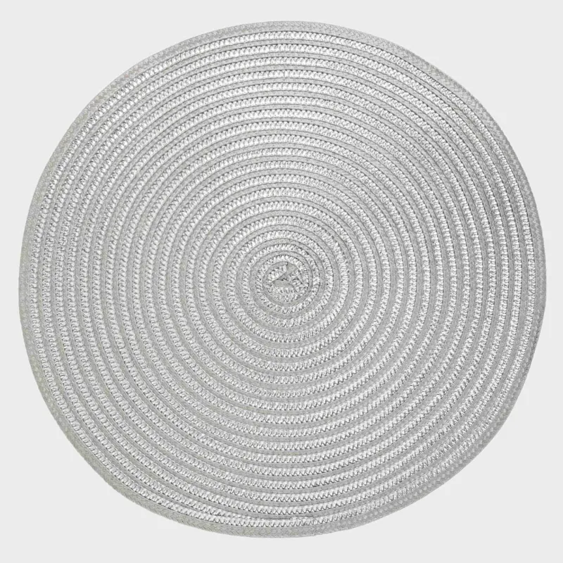 Салфетка под приборы, 38 см, полипропилен, круглая, серебристая, Circle, image-0