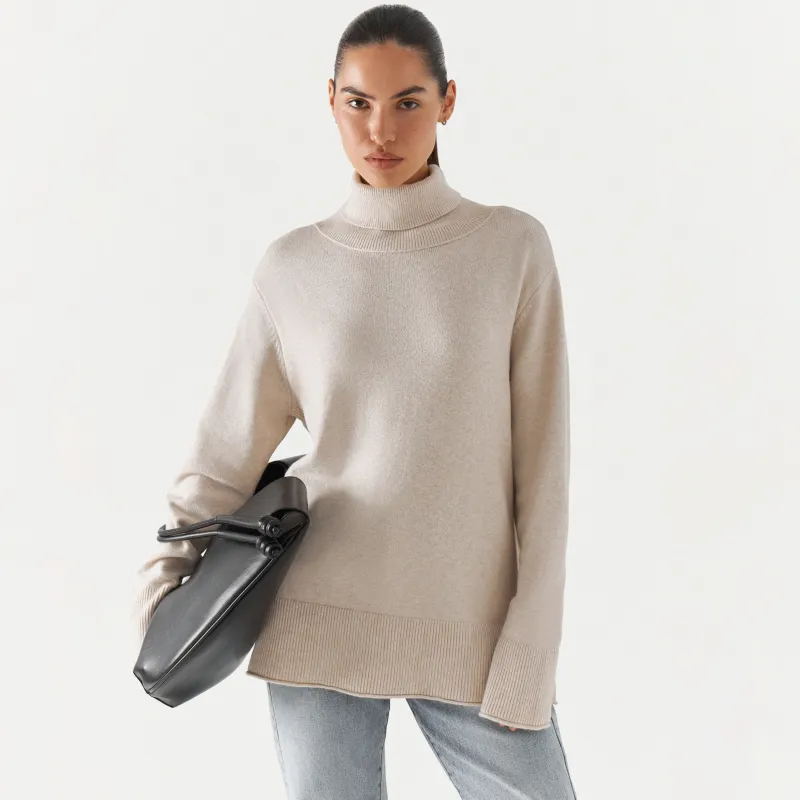 Әйелдерге арналған свитер, өлшемі L, ұзын жеңді, вискоза/полиэстер/полиамид, сүт түстес, Amalia