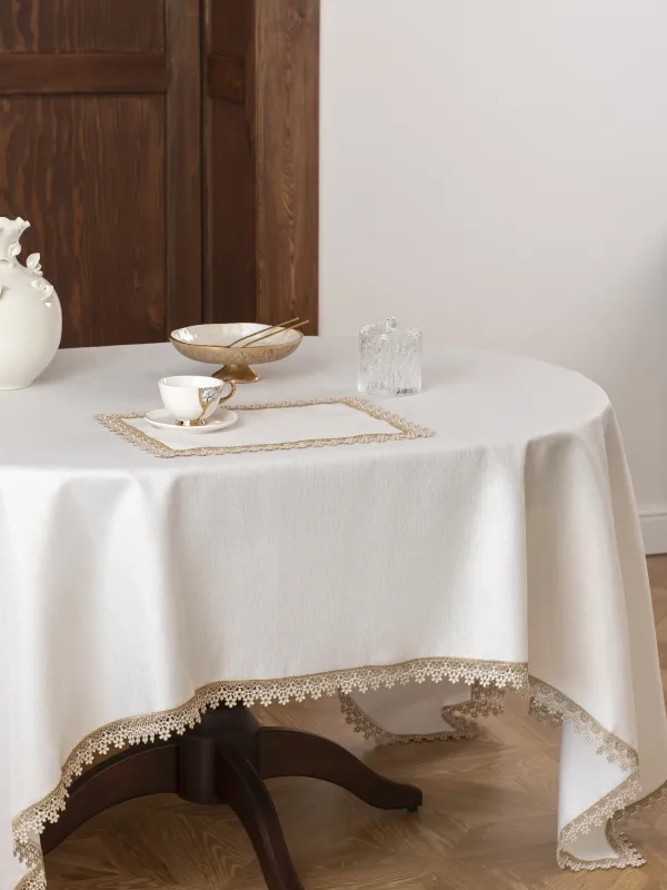 Салфетка под приборы, 30х45 см, Flower lace gold, image-4