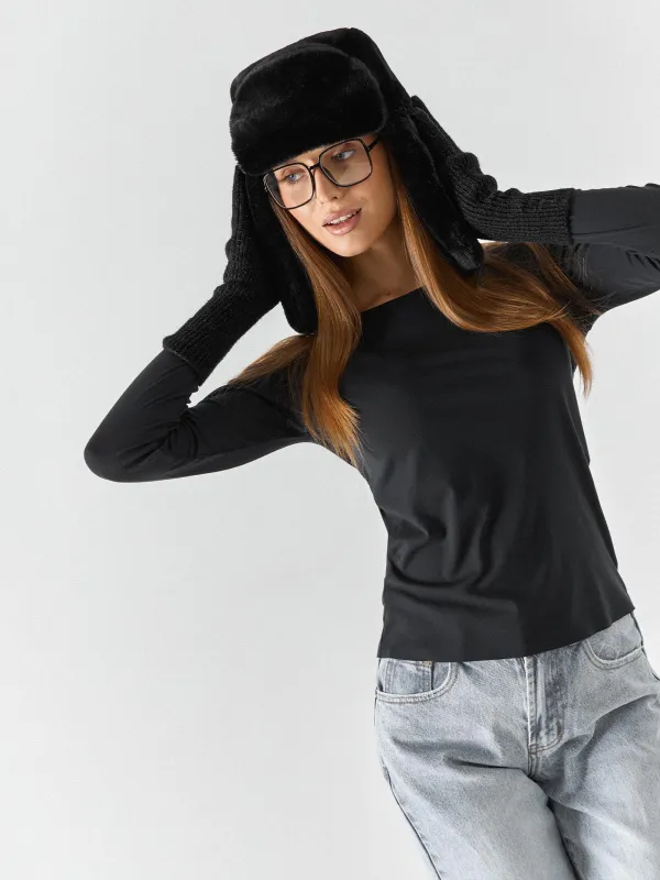 Перчатки женские, единый размер, акрил/полиэстер/нейлон, черные, Knitting, image-7