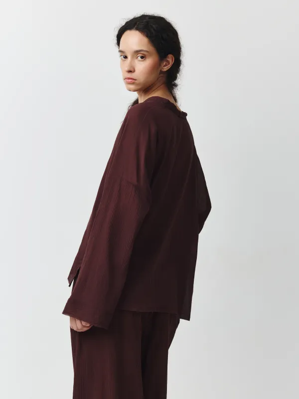 Әйелдер блузасы, өлшемі L, ұзын жеңді, түймелері бар, муслин К, қоңыр, Fermina, image-3