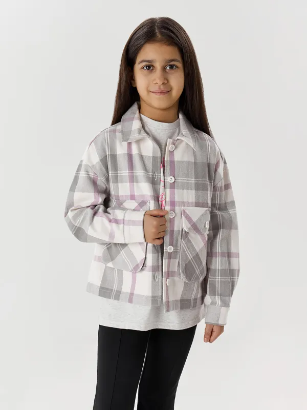 Рубашка детская, молочно-лиловая, Madlen, image-0