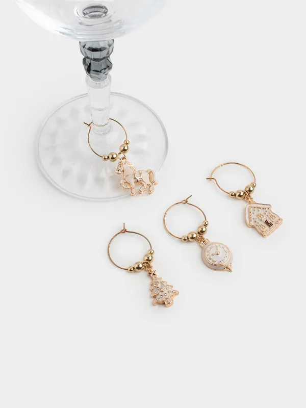 Пробка для винной бутылки с подвесками, 5 пр, металл/стразы, Часы, Christmas time, image-2