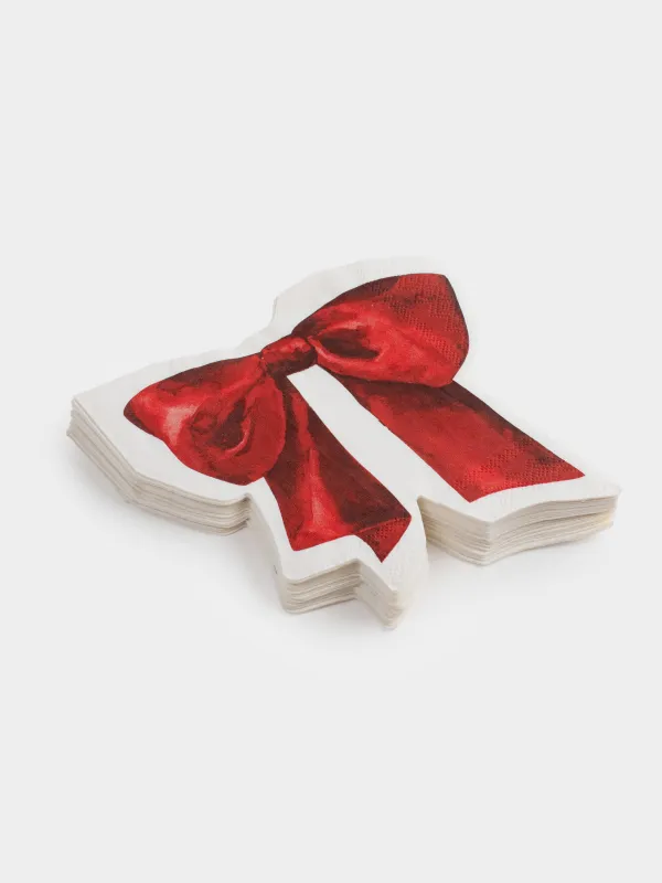 Қағаз майлықтар, 30х30 см, 20 дана, пішінді, сұр, Қызыл бантик, Christmas traditions, image-1