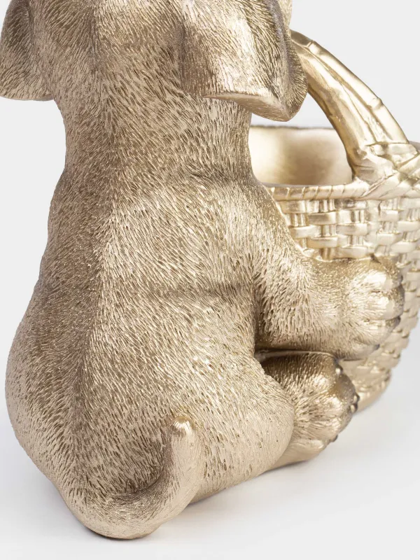 Кәмпит ыдысы, 19х18 см, 250 мл, сабы бар, полирезин, сарғылт-қоңыр, Себеті бар лабрадор, Dog, image-4