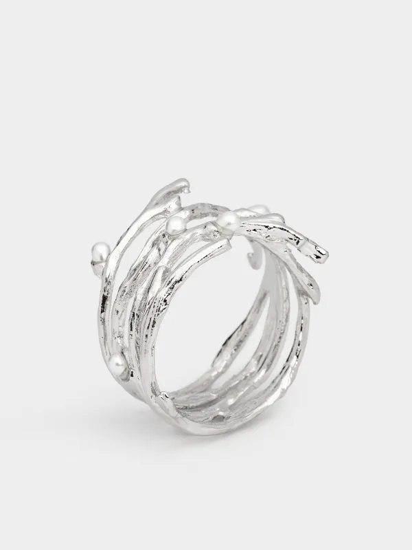 Майлық сақина, 4 см, металл/пластик, күміс, Iнжу, Pearl, image-5