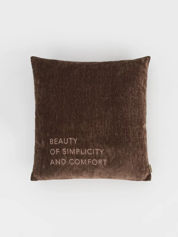 Подушка декоративная, 45х45 см, шенилл/вельвет, коричневая, Chenill, image-0