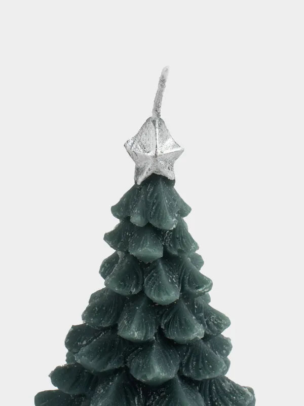 Свеча, 12 см, с блестками, зеленая, Елка, Fir candle, image-1