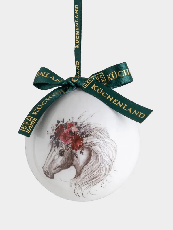 Шырша ойыншығы, 7 см, пенопласт, Шар, Гүл шоғы бар жылқы, Ball print, image-0