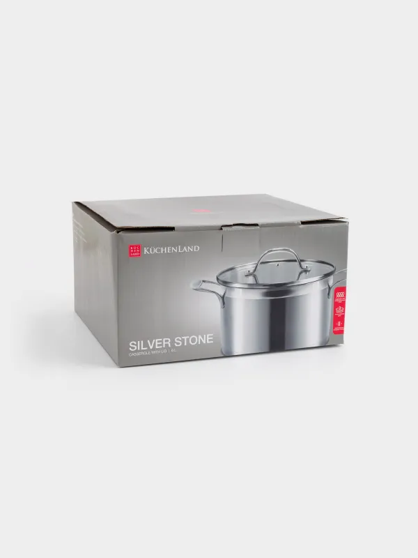 Кастрюля, 24 см, 6 л, с крышкой, сталь/стекло Б, Silver Stone, image-6