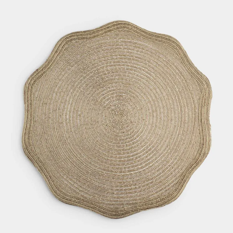 Салфетка под приборы, 38 см, полиэстер, фигурная, золотистая, Rotary shine