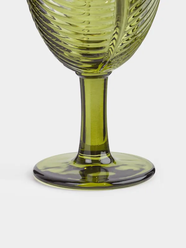 Бокал-кубок для вина, 260 мл, стекло Р, зеленый, Тропические листья, Tropical leaves, image-4