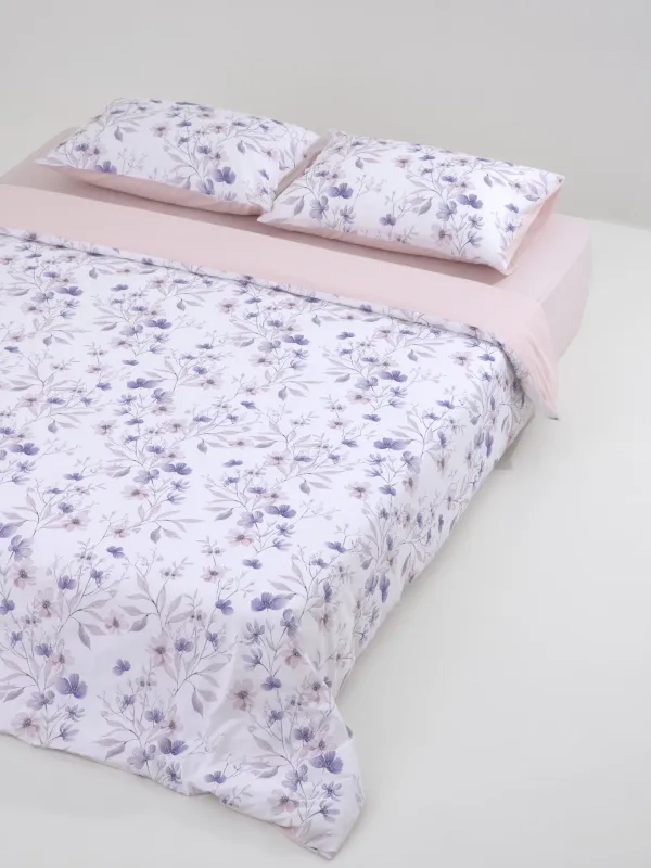 Постельное белье, евро, сатин, Лиловые цветы, Satin, image-2