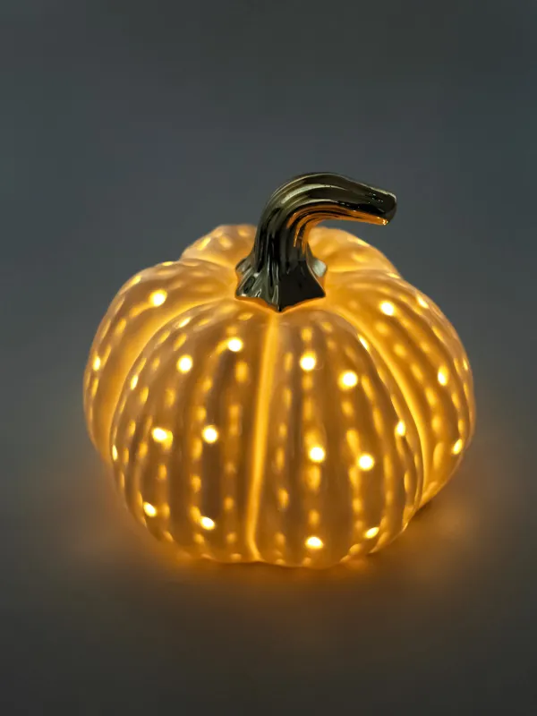 Сәндік шам, см, фарфор P, ақ, Асқабақ, Golden glow, image-4