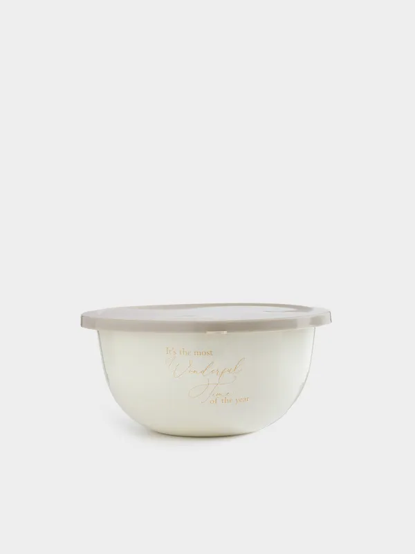 Миска, 1,8 л, с крышкой, металл эмалированный/пластик, молочная, Wonderful Time, Autumn enamel, image-0