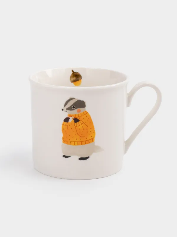 Ыдыс-аяқ жинағы, балаларға арналған, 1 адам, 3 зат, фарфор N, ақ, Жануарлар мен жапырақтар, Forest animals, image-5