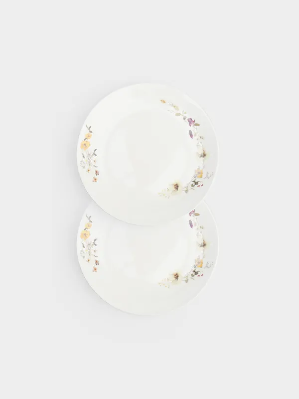 Тіскебасар тәрелкесі, 23 см, 2 дана, фарфор N, ақ, Сары гүлдер, Floweri, image-0