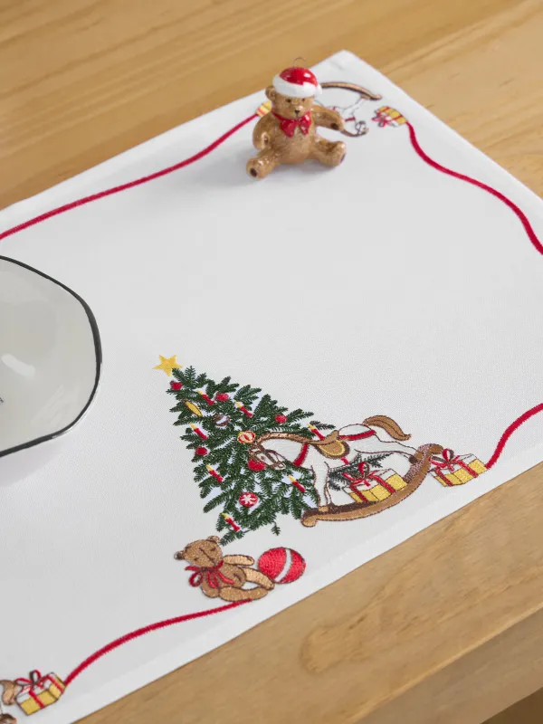 Аспаптарға арналған майлық, 30х45 см, полиэстер, тікбұрыш, ақ, Шырша мен жылқылар, Holiday horse, image-2