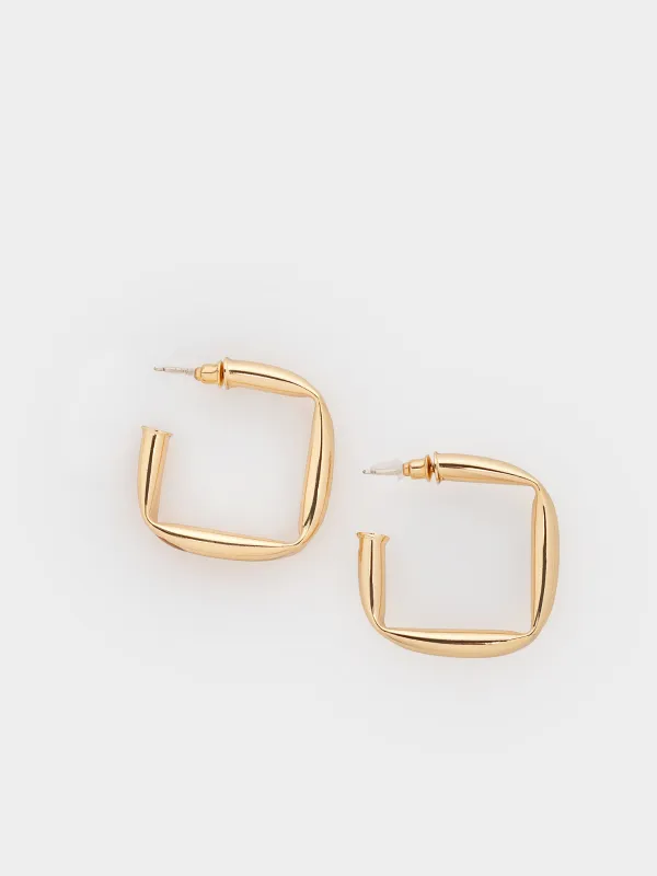 Серьги-пусеты, 3 см, 2 шт, металл, золотистые, Геометрия, Jewelry, image-3