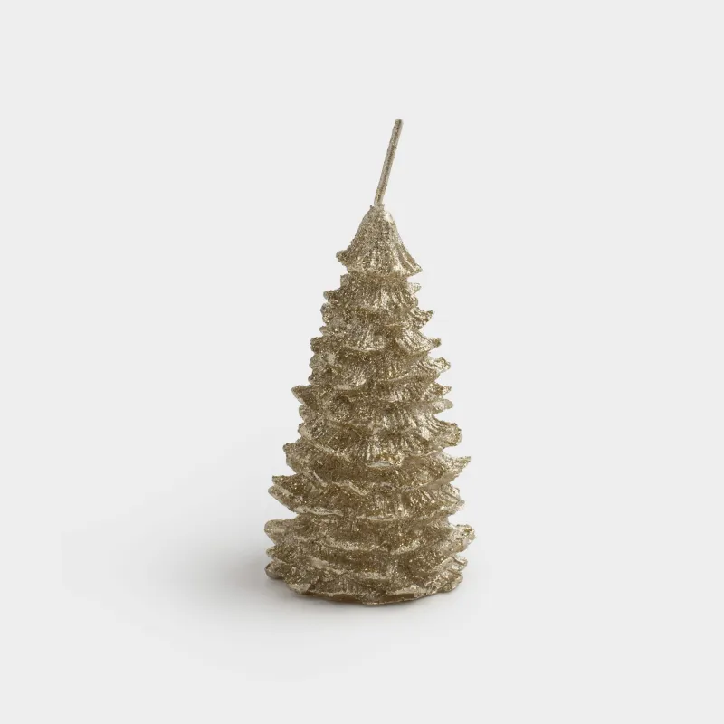 Шам, 5х9 см, жылтырақтары бар, алтын түстес, Шырша, Fir candle