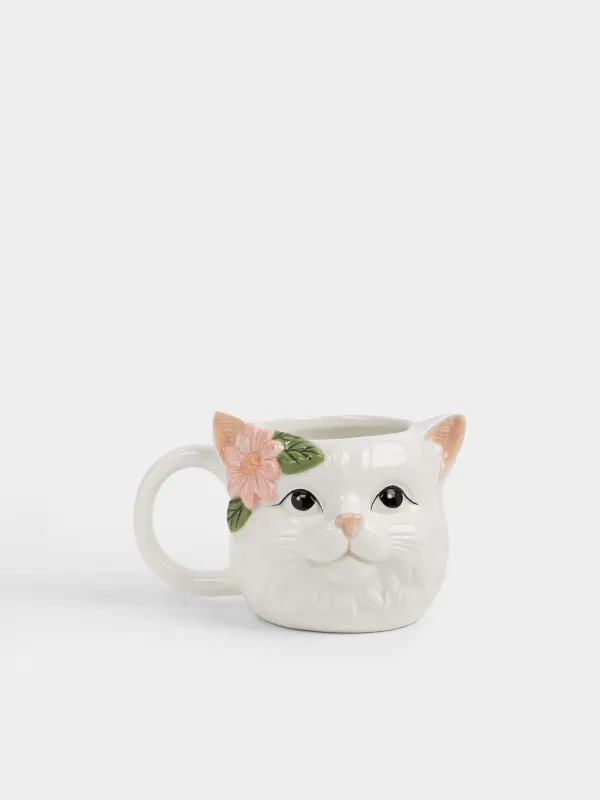 Кружка, 440 мл, Кошка с цветком, Cat, image-0