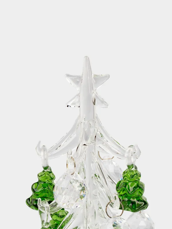 Статуэтка, 15 см, с подвесками, стекло, серебристая, Ель с игрушками, Christmas vitreous, image-3
