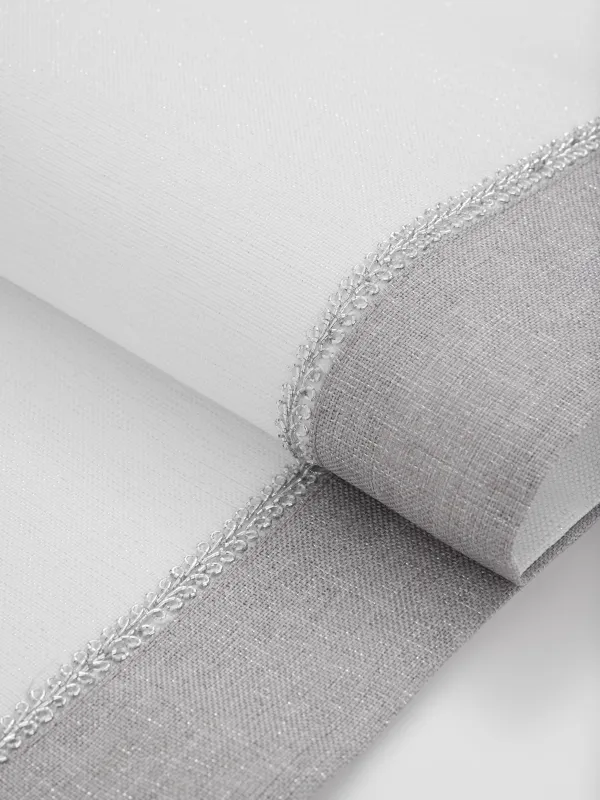 Жұмыс үстелі жолы, 40х160 см, полиэстер, АҚ және сұр, Milky way, image-1