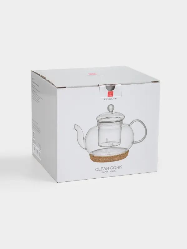 Шай демдейтін шайнек, 800 мл, тұғырда, шыны Б/тығын, Clear cork, image-4