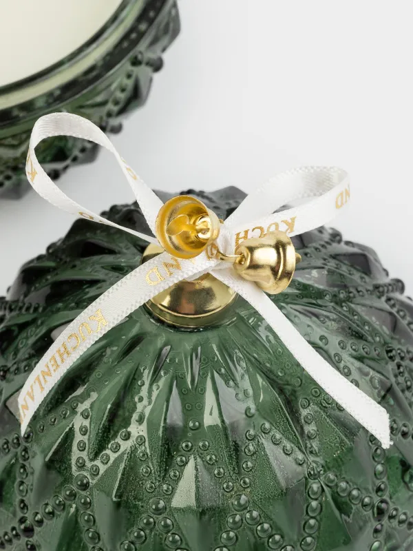 Хош иісті шам, 8х9 см, шам ұстағышта, қақпағы бар, шыны, жасыл, Хош иіс, Christmas traditions, image-2