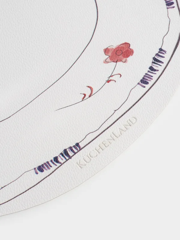 Салфетка под приборы, 32x44 см, ПВХ, фигурная, белая, Цветы, Rock print, image-1