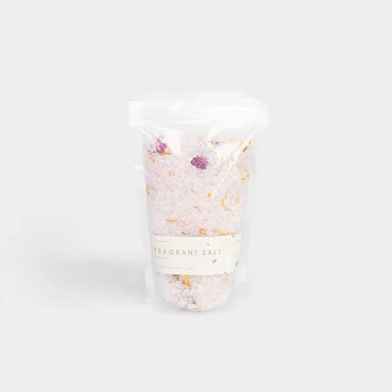 Соль для ванны, 600 гр, восстанавливающая, с сухоцветами, Ежевика и ваниль, Fragrant salt