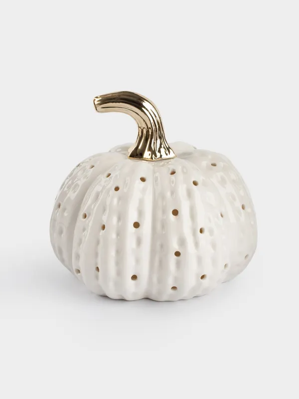 Сәндік шам, см, фарфор P, ақ, Асқабақ, Golden glow, image-0