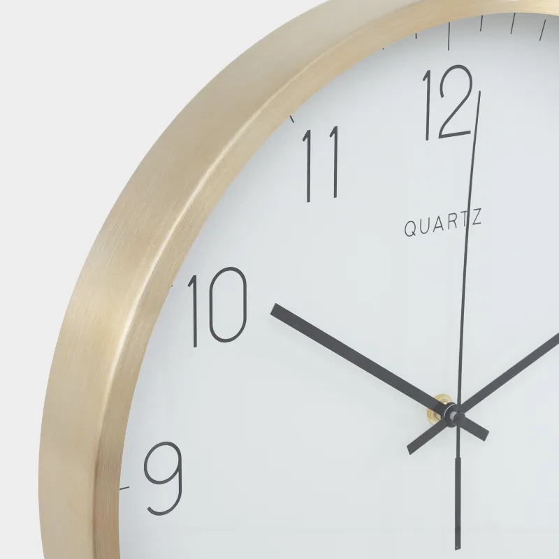 Қабырғалық сағат, 35 см, дисплейі бар, металл/шыны, дөңгелек, алтын-ақ, Dial, image-5