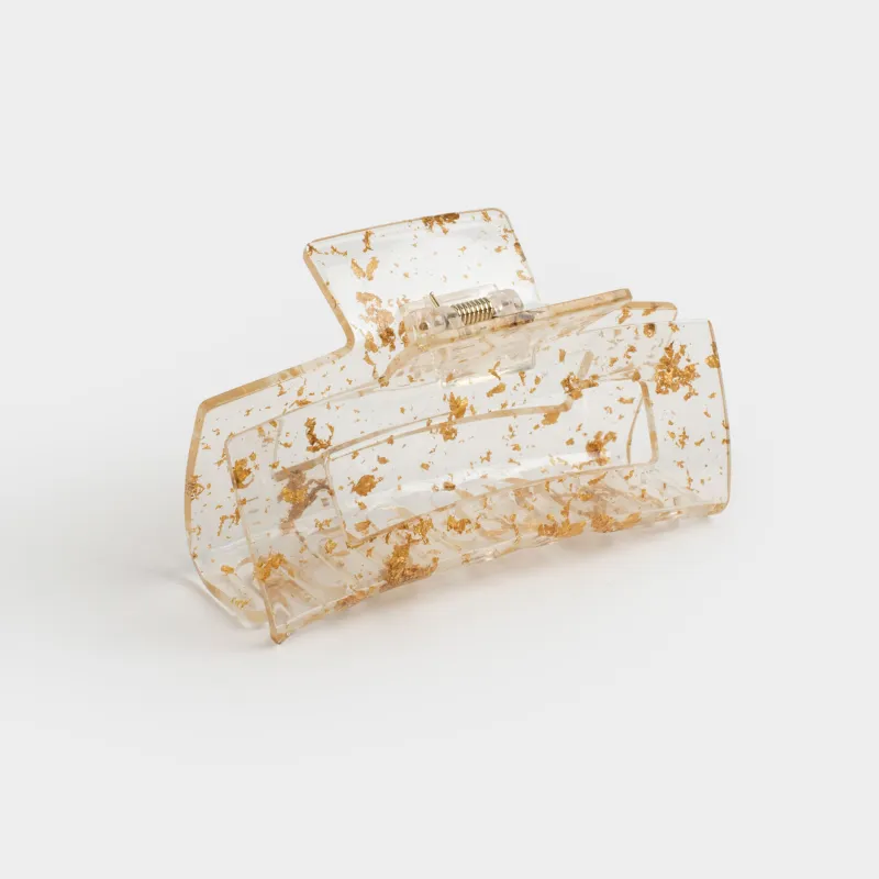 Шаш қыстырғыш, 10 см, пластик/металл, алтын түстес, Шашқа арналған краб, Glam