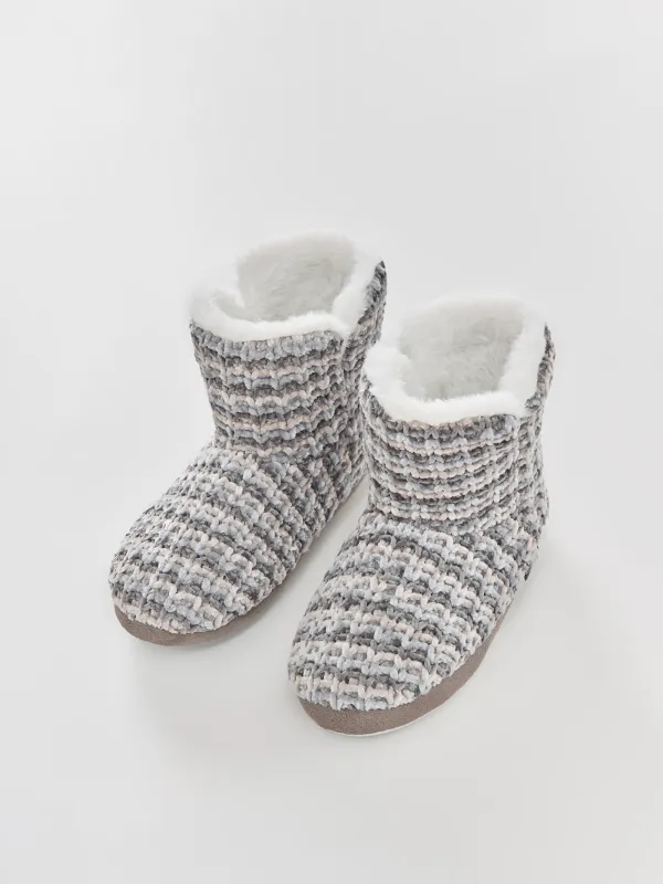 Әйелдер тәпішкелері, үйге арналған, өлшемі 36-37, ұзын, шенилл/жасанды үлбір, сұр, Knitted soft, image-4