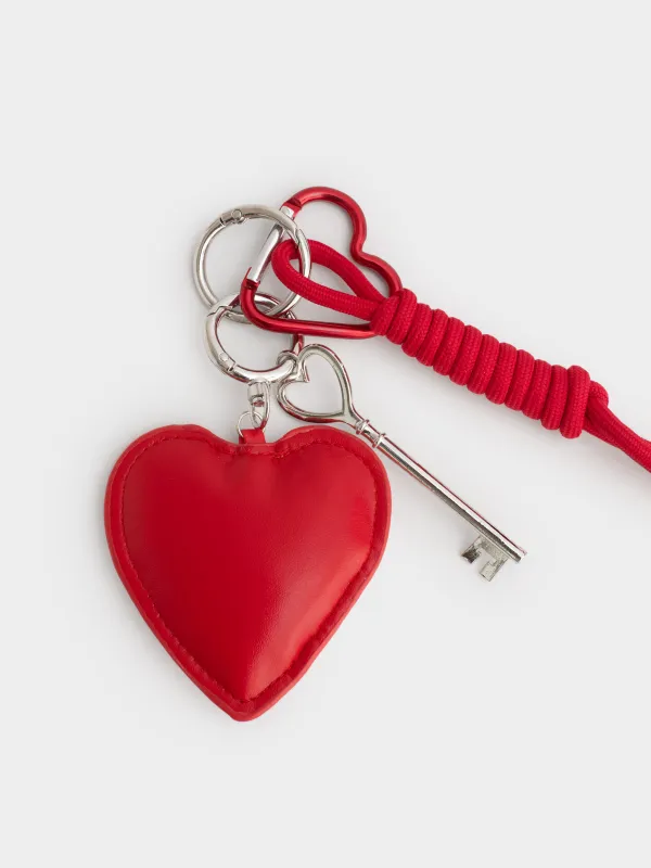 Салпыншақ, 8 см, полиэстер/полиуретан/металл, қызыл, Жүрек, Keychain heart, image-3